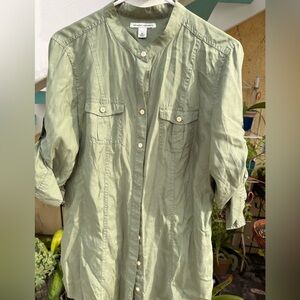 Olive silk tunic M banana republic